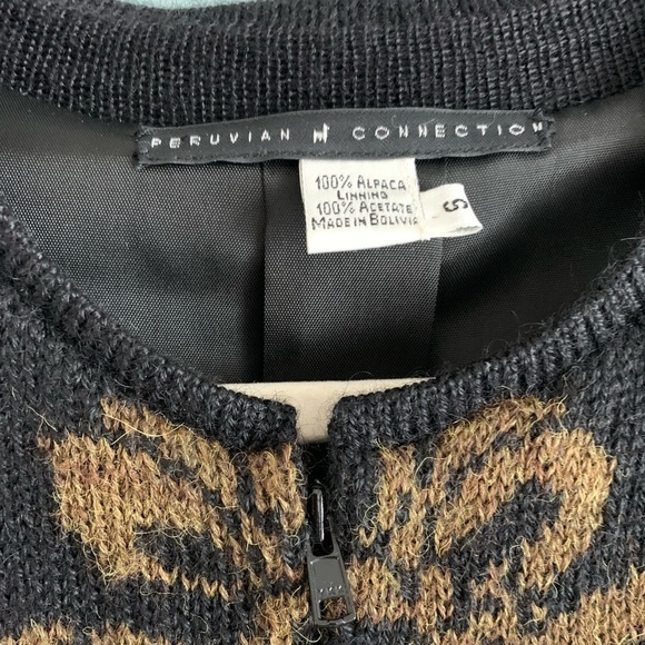 Peruvian Connection Alpaca Floral Zip-Up Lined Cardigan Jacket Sz S - Picture 4 of 10